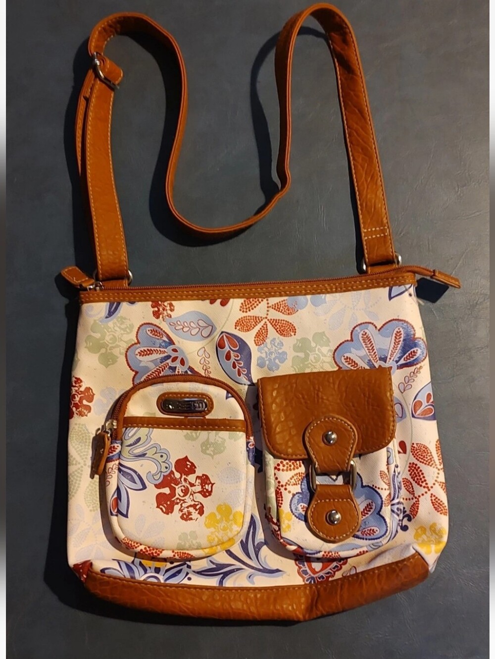 Rosetti Purse Floral Canvas Crossbody Bag Leather Accents Girlcore